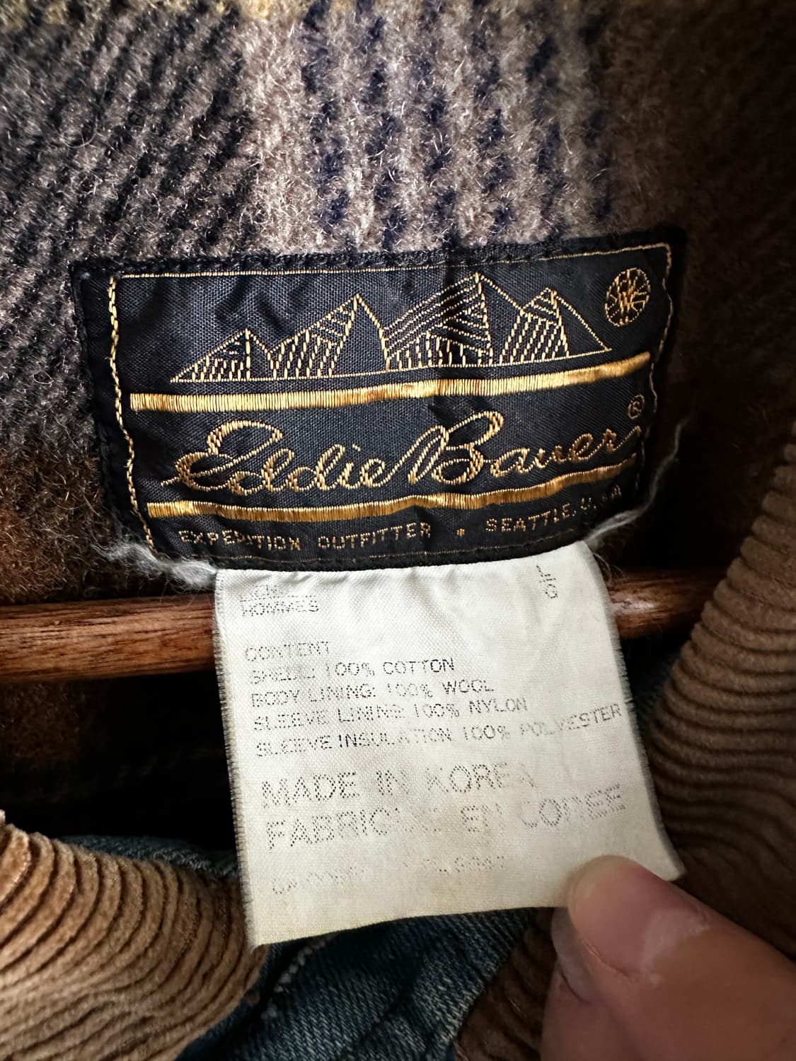 90s Eddie Bauer 코듀로이 카라 데님 워크 자켓 상품이미지2