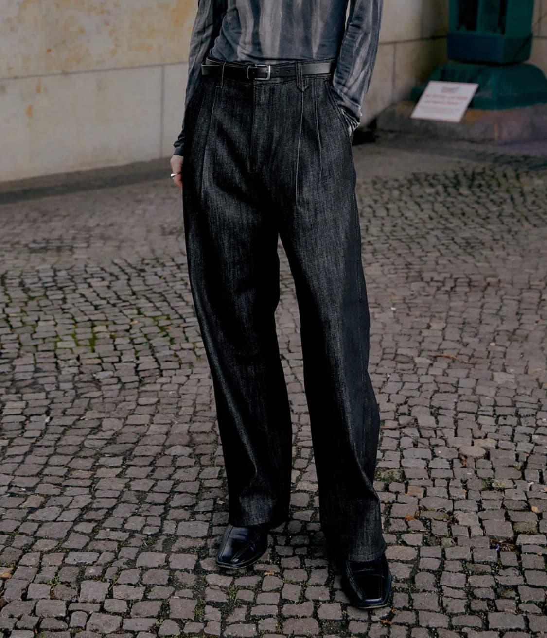 (민트급) 포트너스 투턱 와이드 블랙 진 / 블랙, XL 상품이미지10