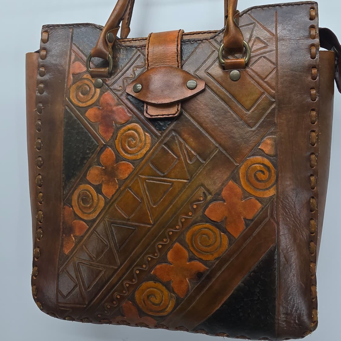 빈티지 리얼 소가죽 핸드메이드 토트백 / 엔틱 가죽가방 상품이미지4