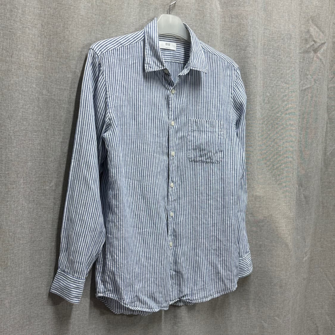 [L] 유니클로 스트라이프 린넨 마 셔츠 남방 상품이미지2