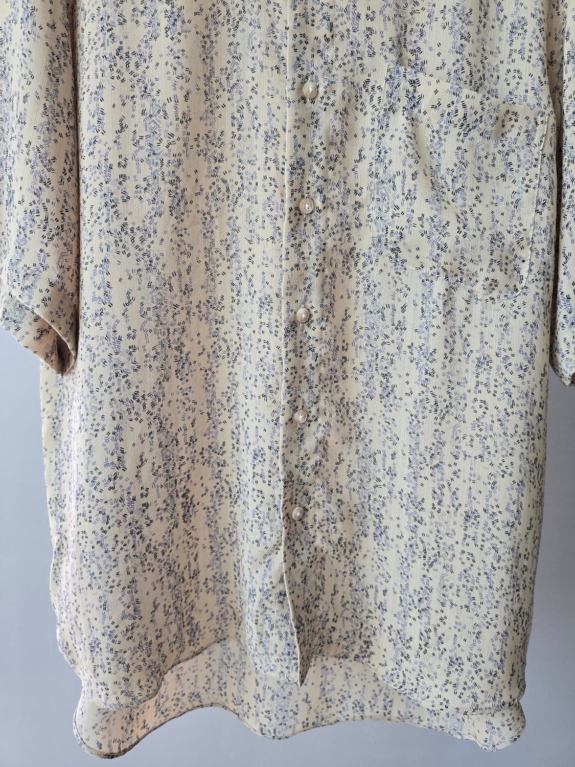 CLAUDIO VALENTINO Paris 크림 패턴 반팔 셔츠 L 상품이미지6