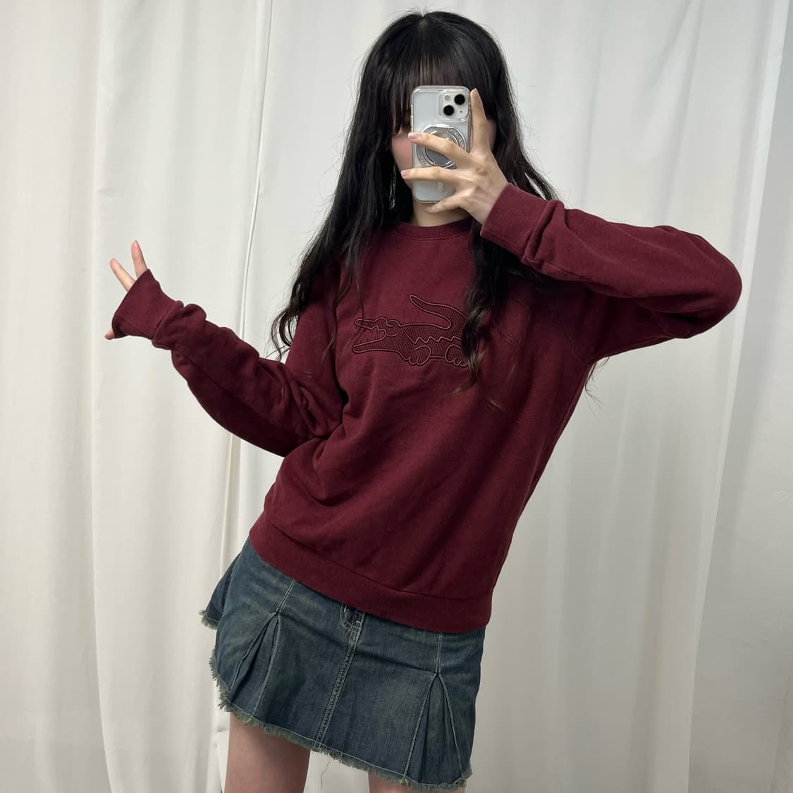 Lacoste burgundy sweatshirt 상품이미지2