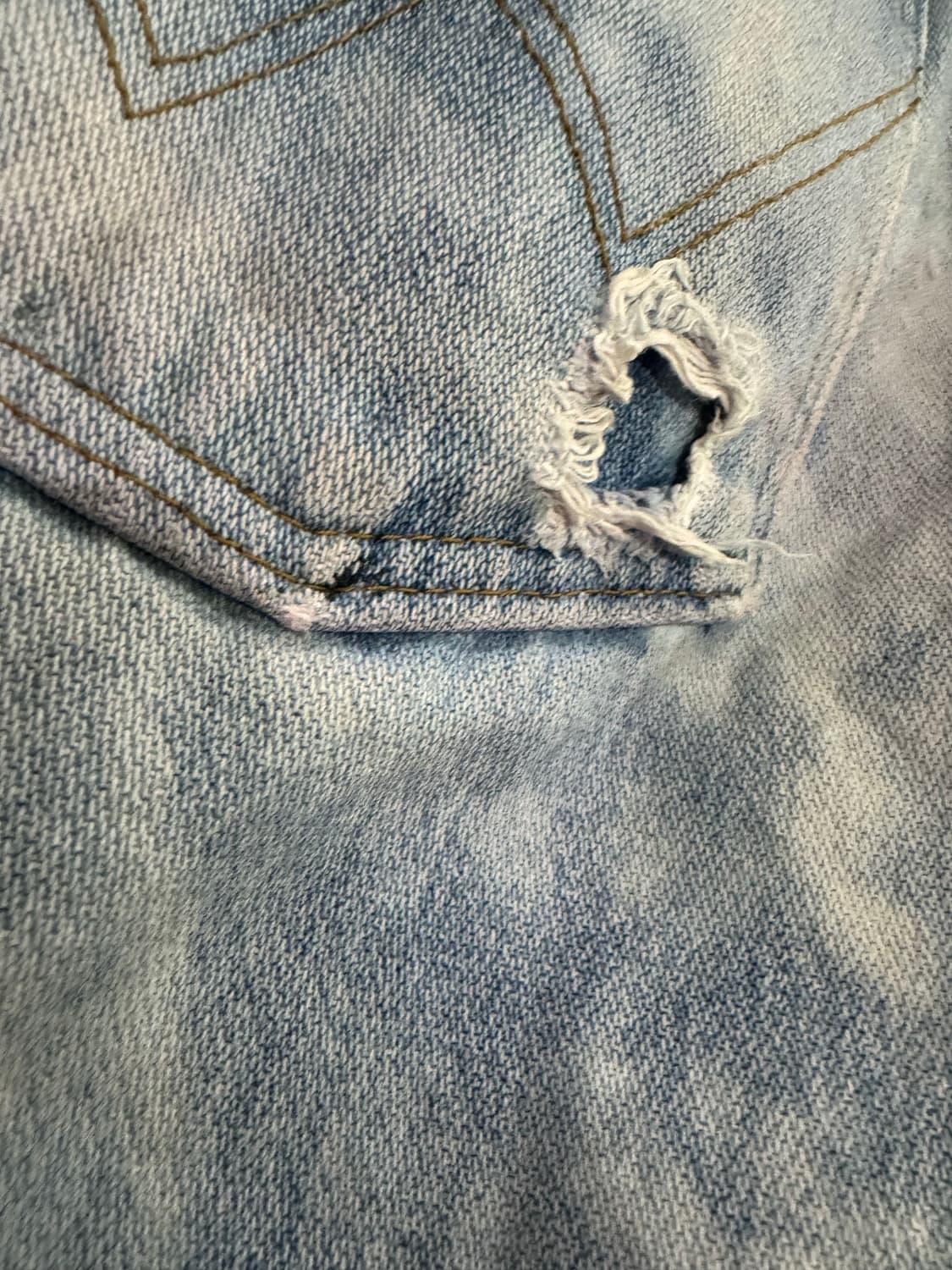 빈티지 Wrangler 디스트로이드 & 디스트레스 커스텀 1 of 1 데 상품이미지5