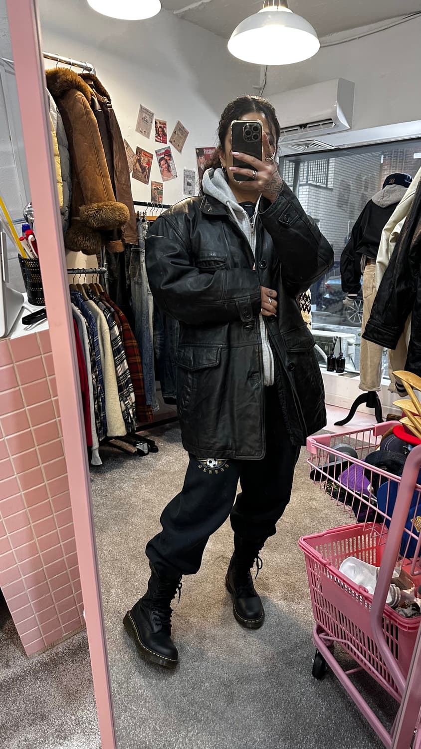 이태리 빈티지 램스킨 코트 가죽자켓L 상품이미지2