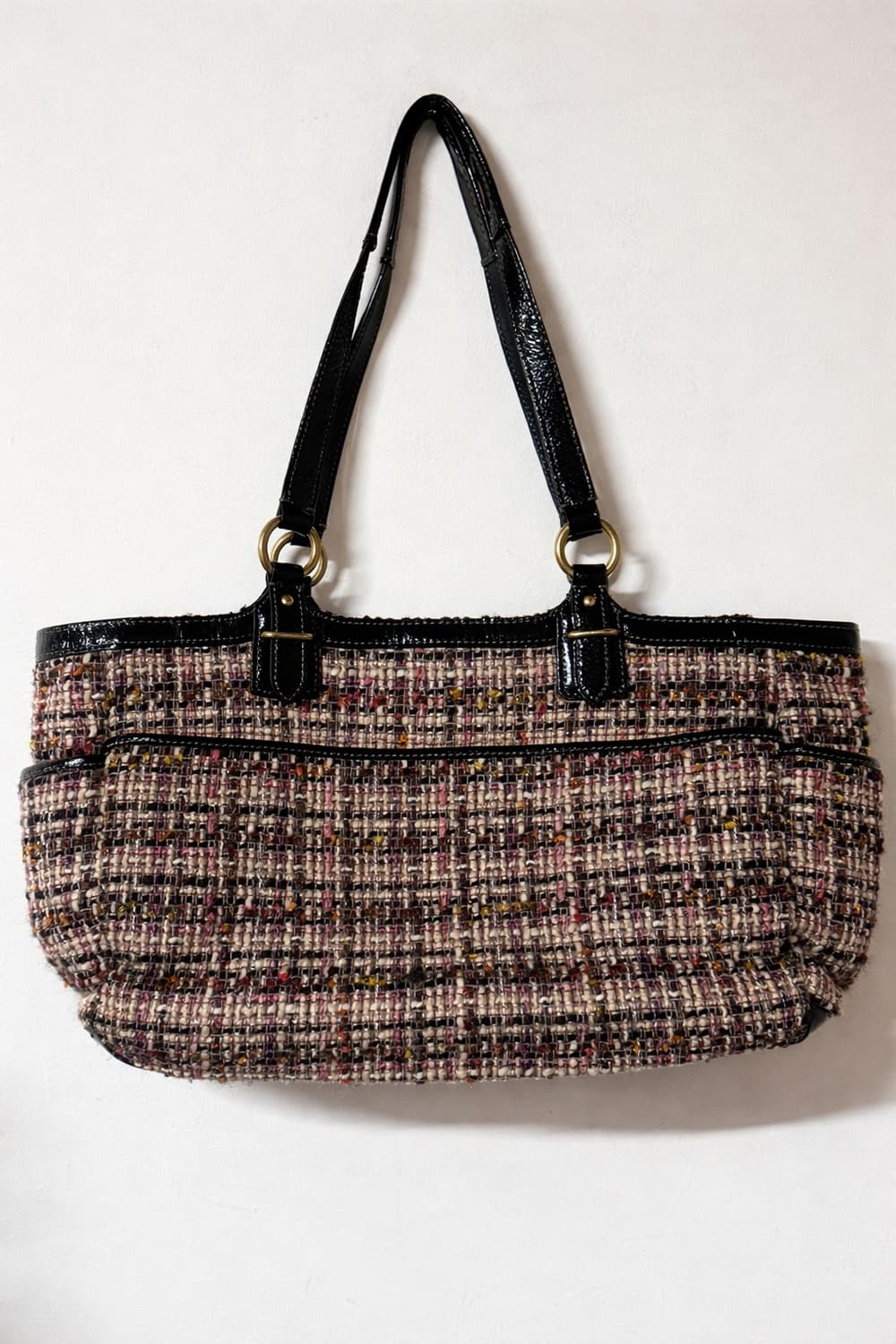 🩷희귀 코치 핑크블랙 트위드 숄더 토트백 상품이미지4