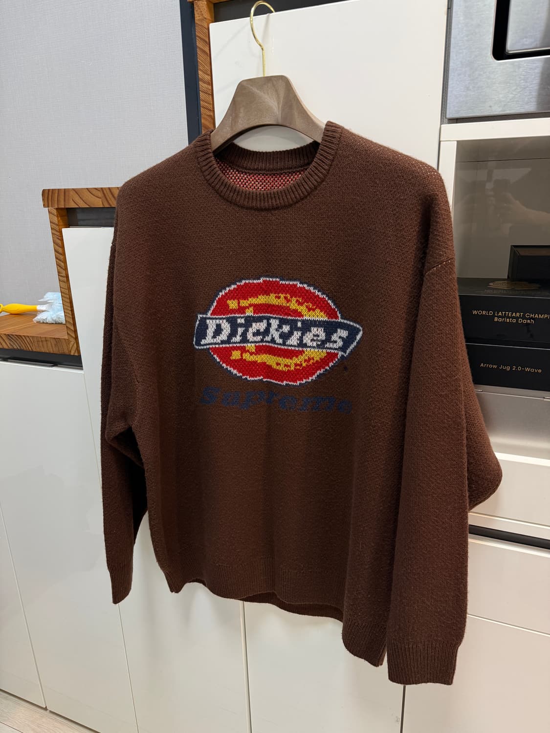 슈프림 x 디키즈 니트 브라운 L사이즈 판매합니다 ! 상품이미지3