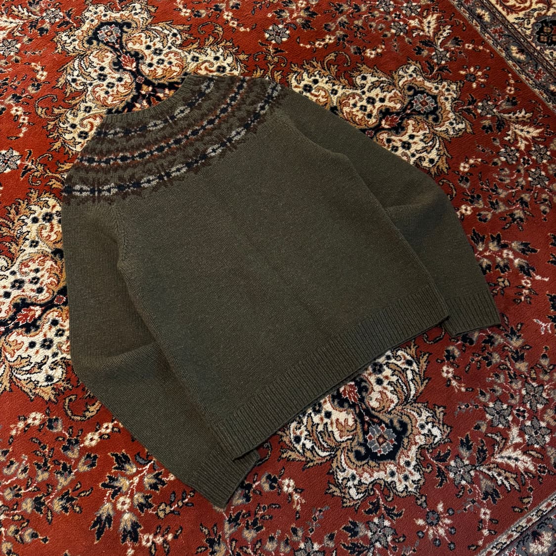 폴로 울 니트 스웨터 노르딕 페어아일 (M) 카키 상품이미지5