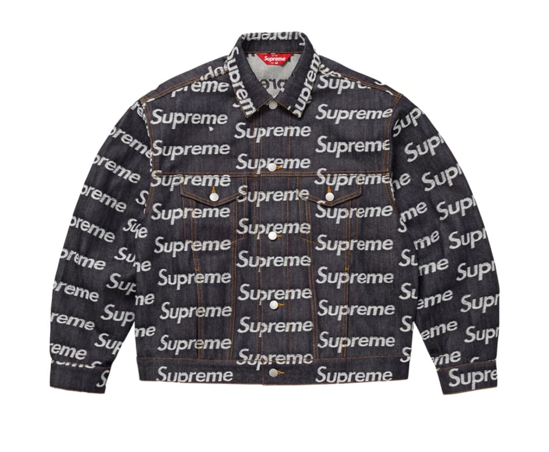 슈프림 자카드 로고 슈프림 데님 트러커 자켓 리지드 인디고 상품이미지1