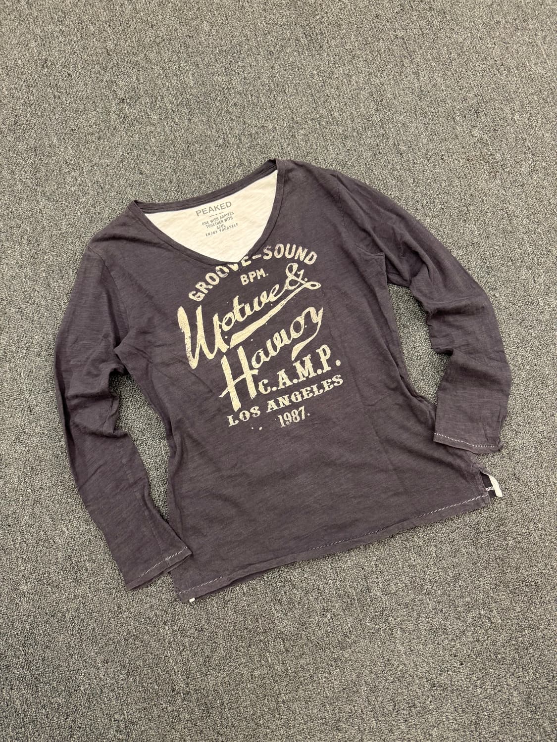 M)Japanese vintage Y2K 빈티지 레터링 여성 브이넥 롱슬 상품이미지3