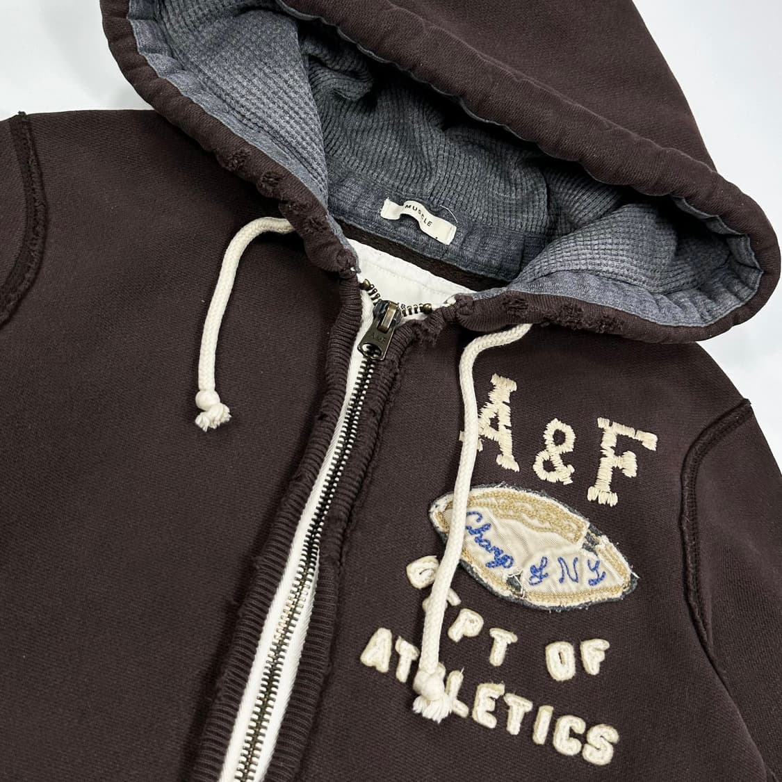 아베크롬비 오리지널 y2k 데미지 후드집업 브라운 S 상품이미지3