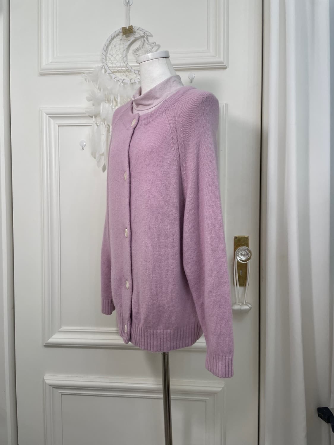 purple pink wool basic reglan cardigan&p 상품이미지2
