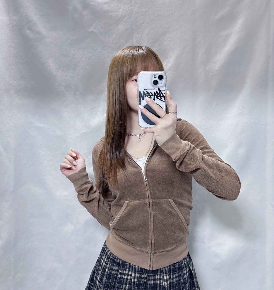 쥬시꾸띄르 브라운 테리소재 딱붙핏 후드집업  상품이미지2