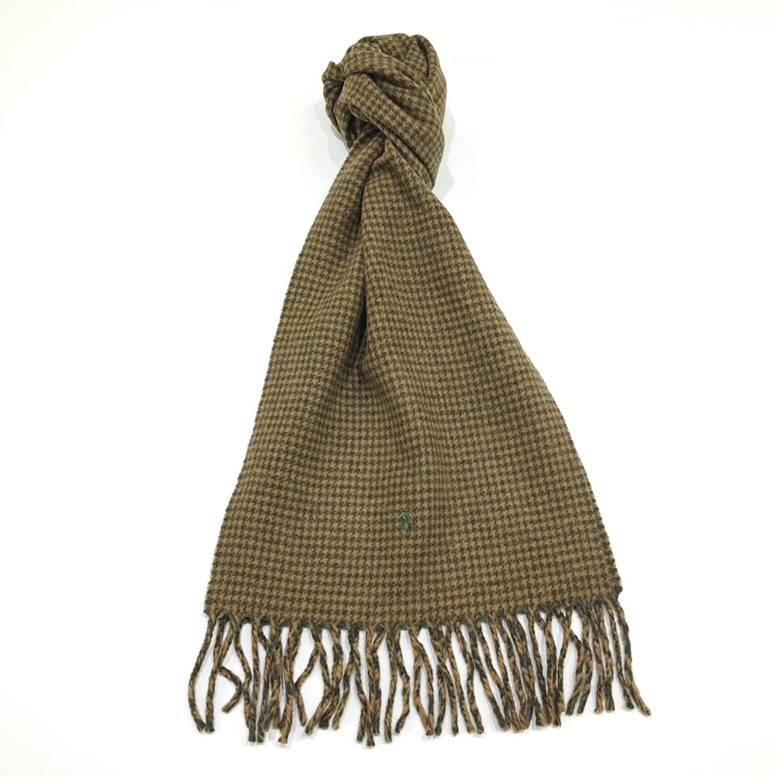 MX364 폴로 랄프로렌 100% 램스울 올리브그린 하운드투스 머플러 상품이미지1