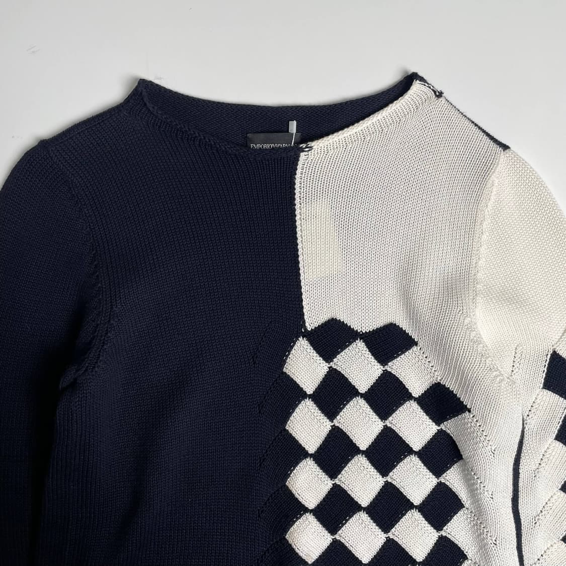 Emporio armani 체커보드 코튼 니트 상품이미지3