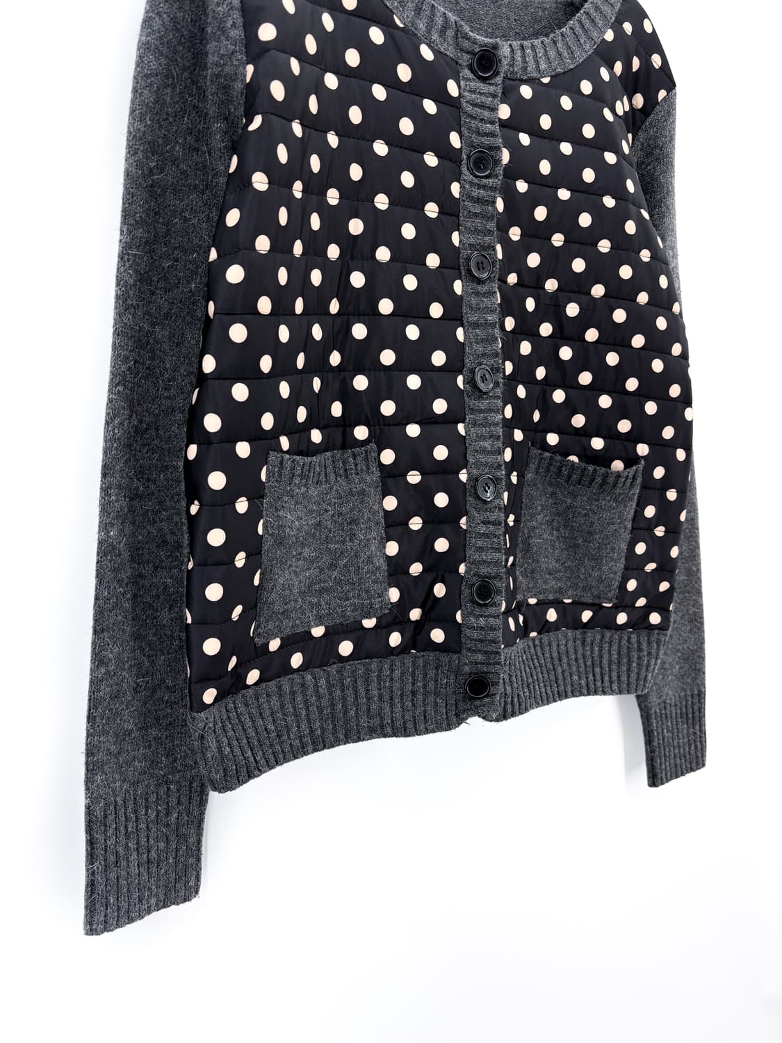 빈티지 패디드 도트 가디건 상품이미지4
