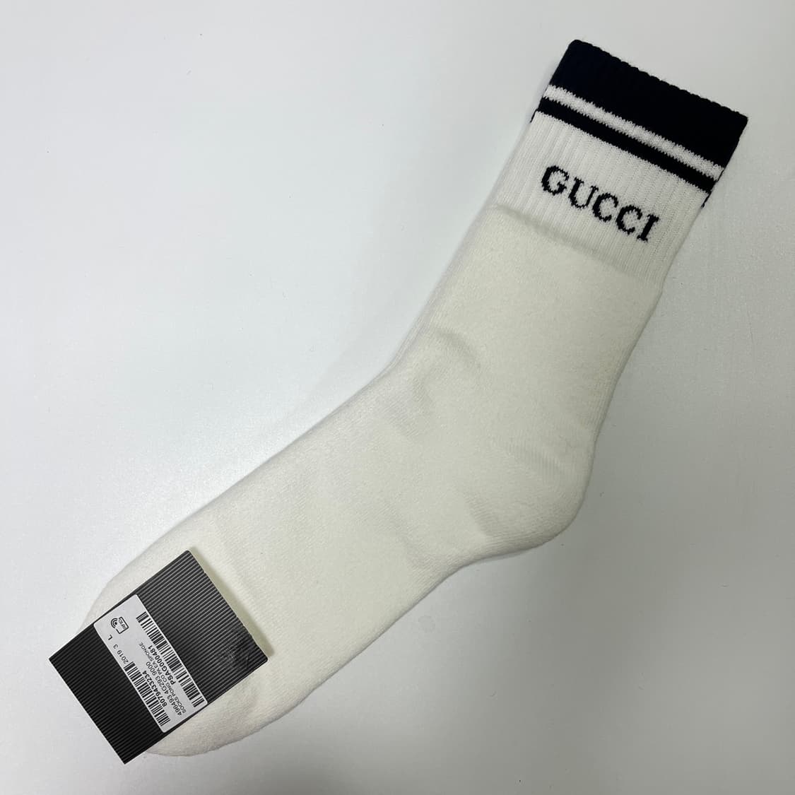 새상품 구찌 양말 로고 화이트 & 블랙 코튼 삭스 상품이미지4