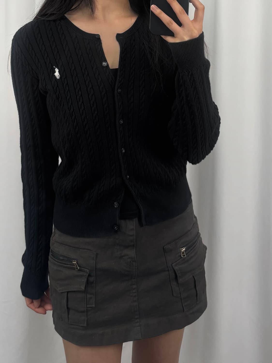 폴로 블랙 꽈배기 니트 가디건 상품이미지1