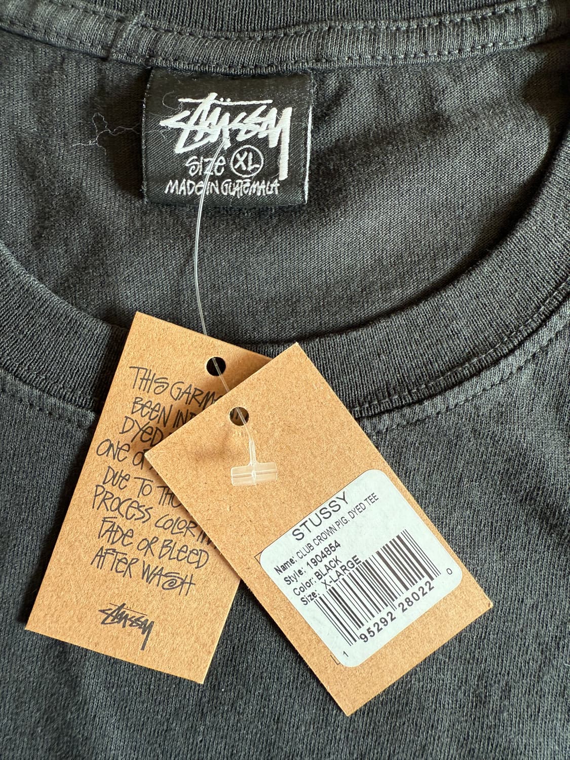 [XL] stussy 스투시 클럽크라운 피그먼트 다이드 반팔티셔츠 블랙 상품이미지3