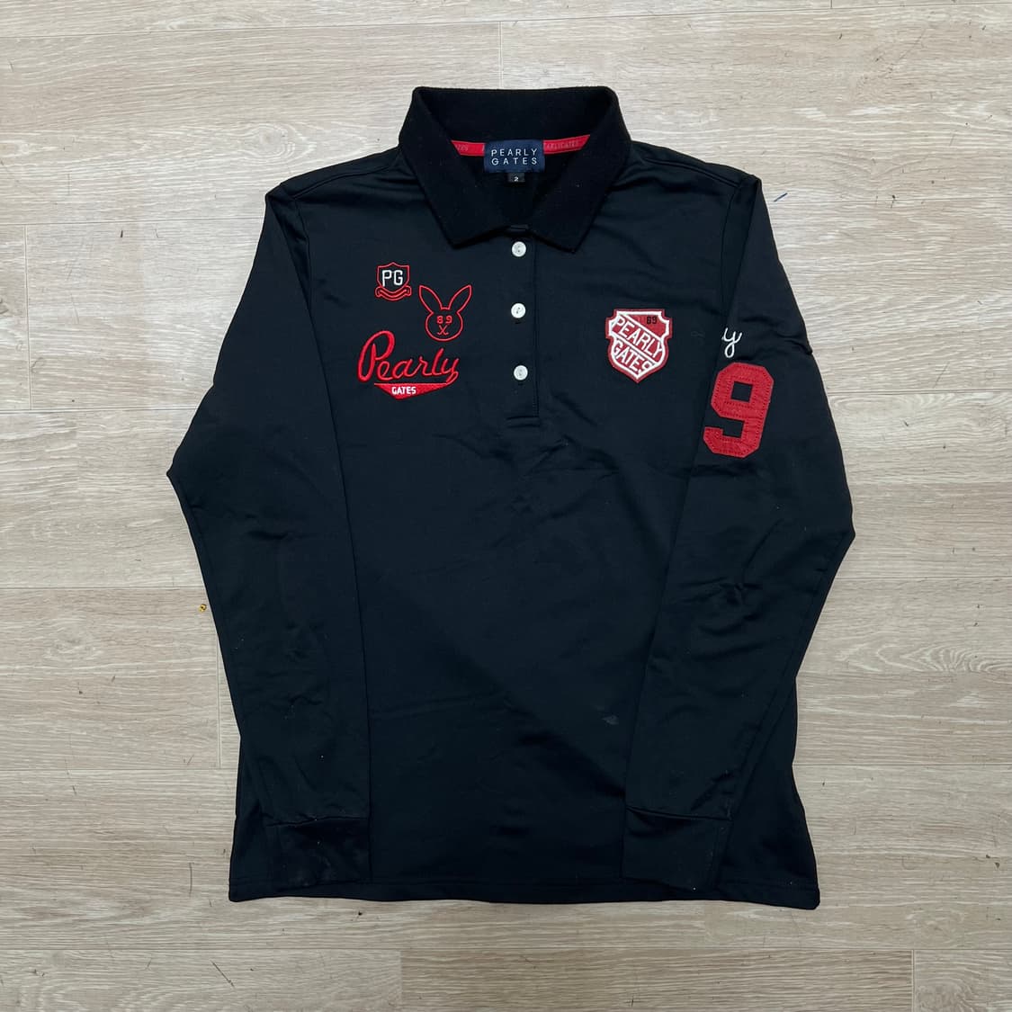 파리게이츠 여성 골프웨어 자수 로고 패치 긴팔 카라티 [블랙] 2사이즈 상품이미지1