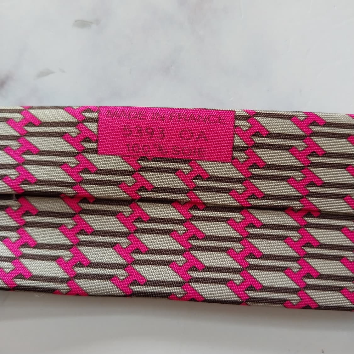 에르메스 실크 베이지&핑크 H 패턴 넥타이 9.5cm A+등급 K1889 상품이미지3