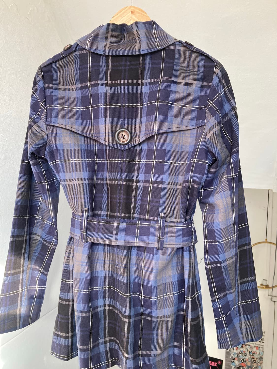 타미힐피거 체크 왕버튼 미디 자켓 상품이미지6