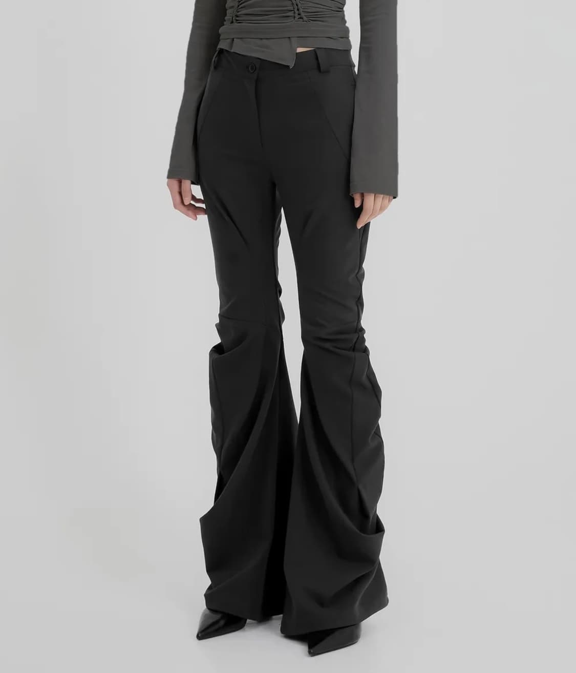 플레어업 Asymmetrical Drape Pants 블랙 상품이미지1