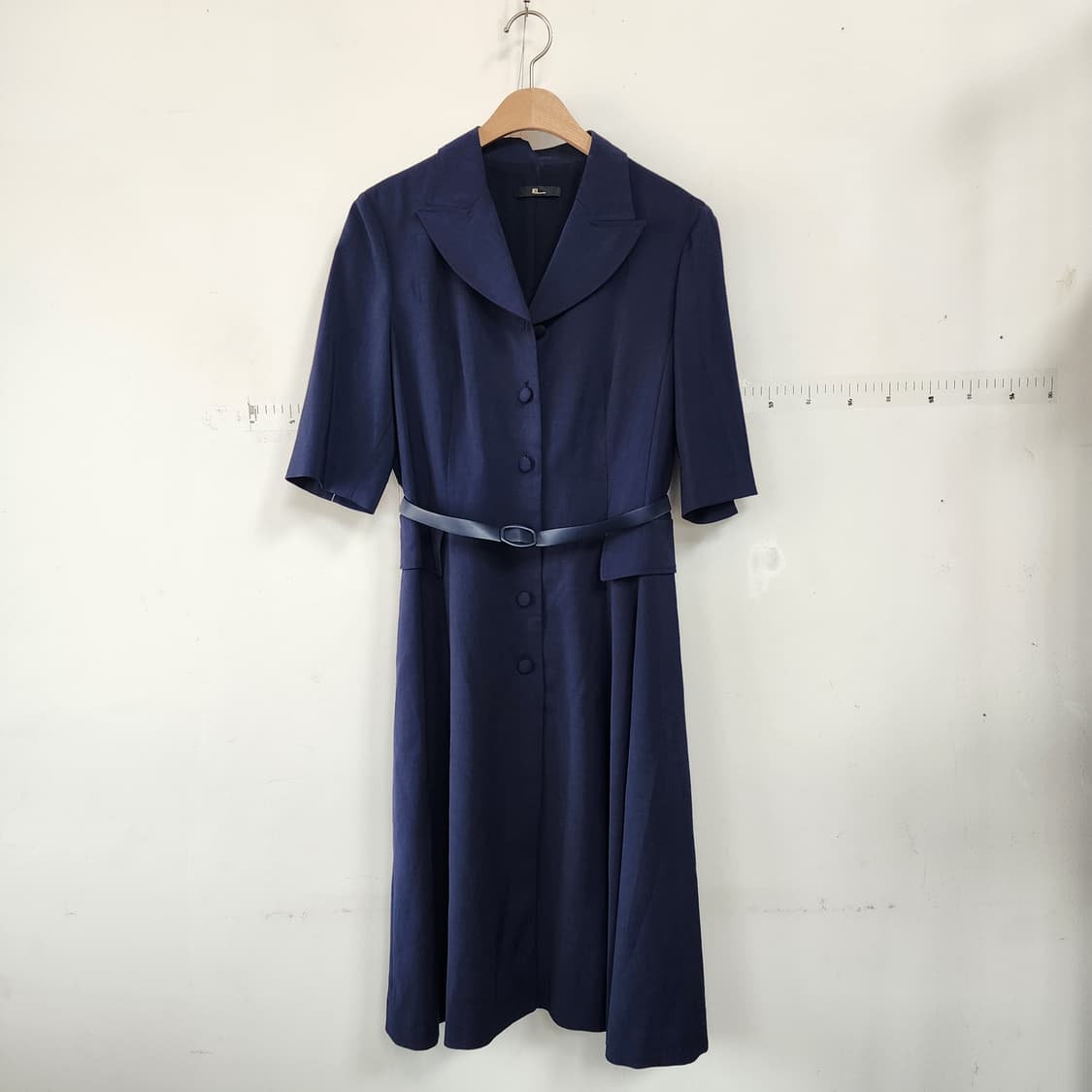 KL BY LYNN 네이비 벨트 반팔 롱 원피스 상품이미지1