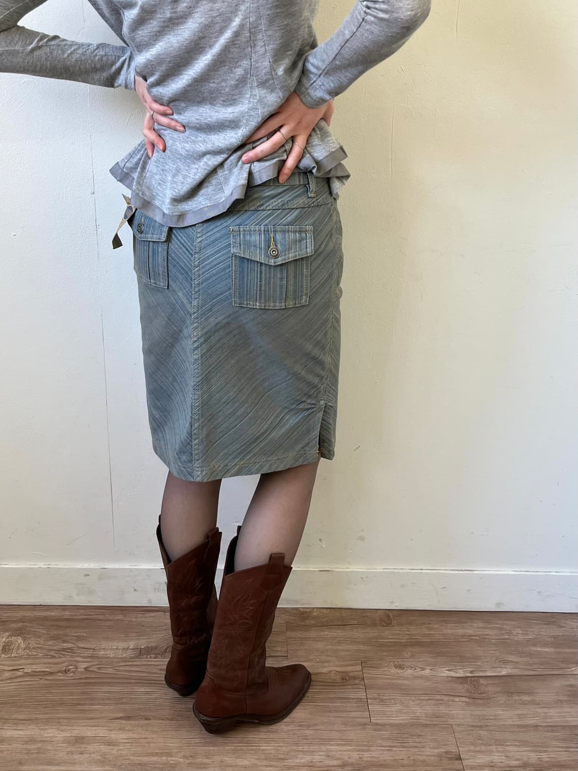 BIAS TIGHT SKIRT 사이드 트임 데님 스커트 상품이미지5