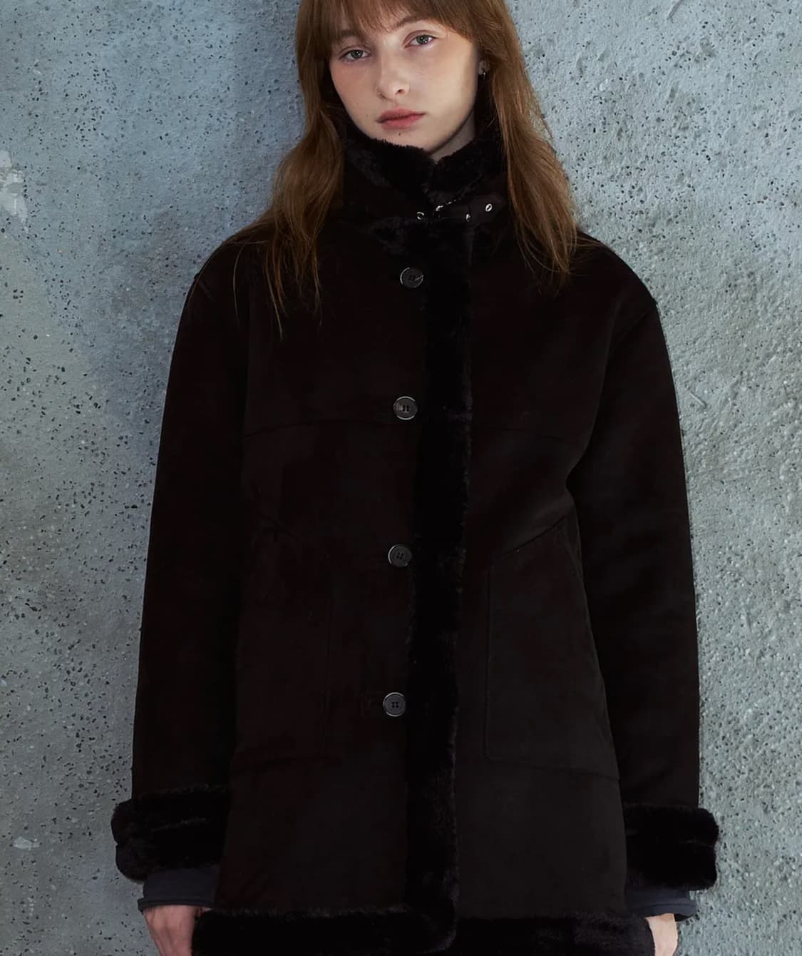 도프셉 클래식 무스탕 스웨이드 롱무스탕 코트 퍼자켓 상품이미지6