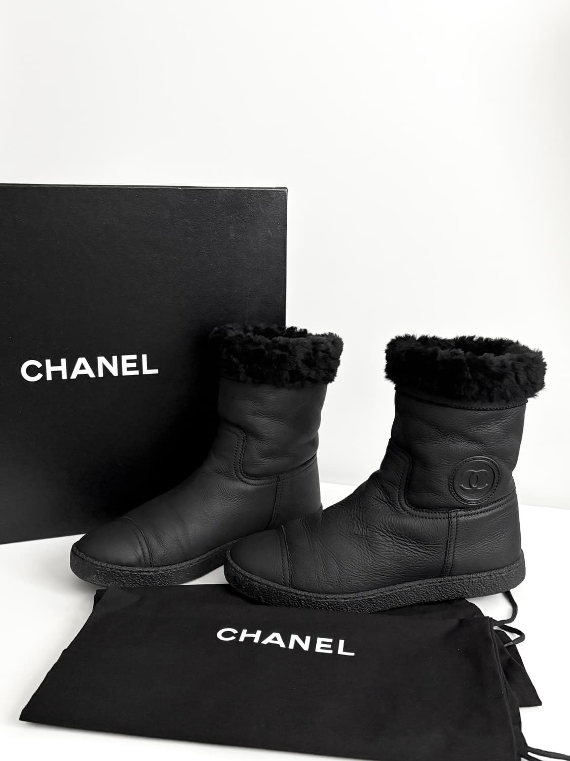 Chanel 샤넬 CC 로고 어그 롱부츠 36 블랙 상품이미지2