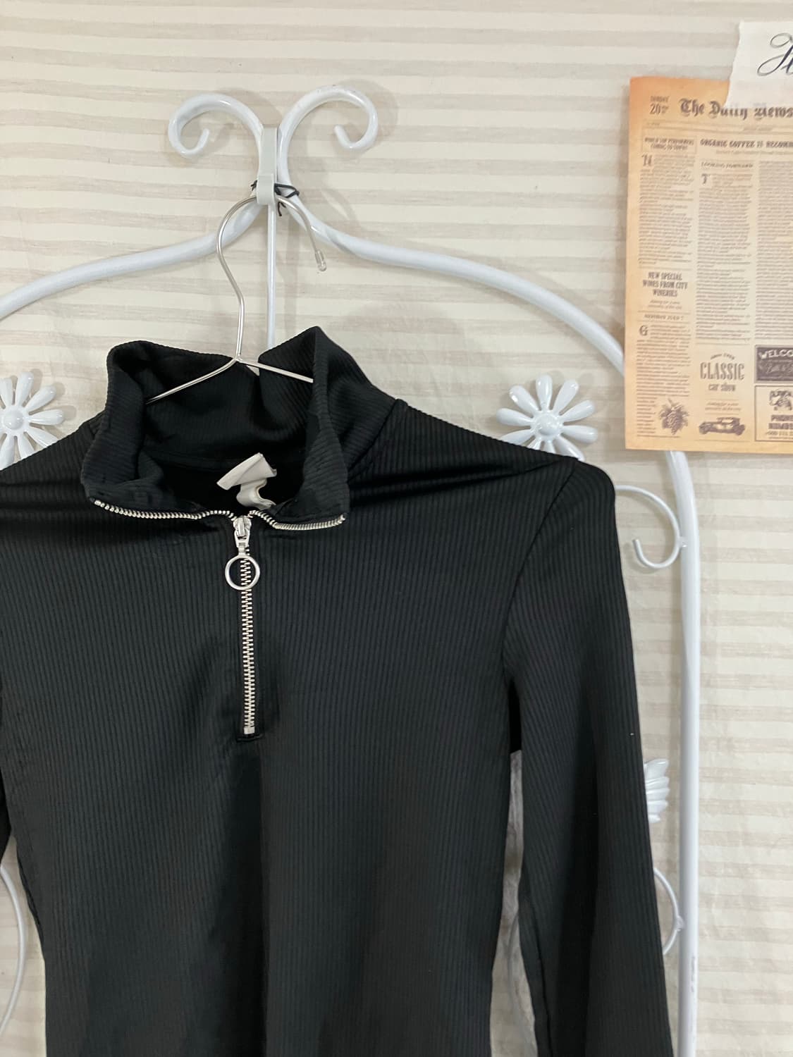 빈티지 블랙 반집업 스트라이프 긴팔 934 y2k 스트릿 갸루 펑키 일본 상품이미지3