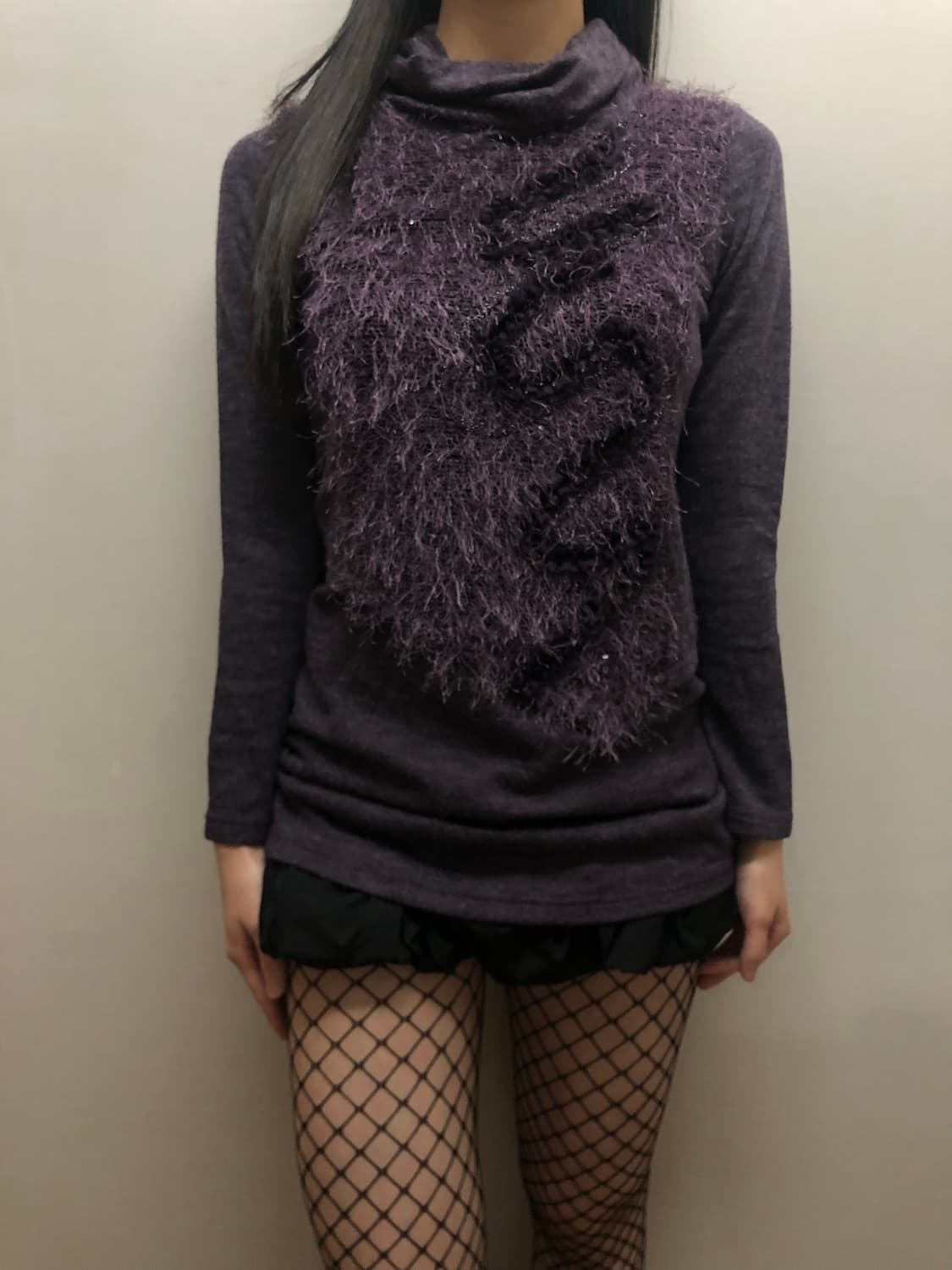 빈티지 퍼플 퍼 텍스처 터틀넥 니트 상품이미지7