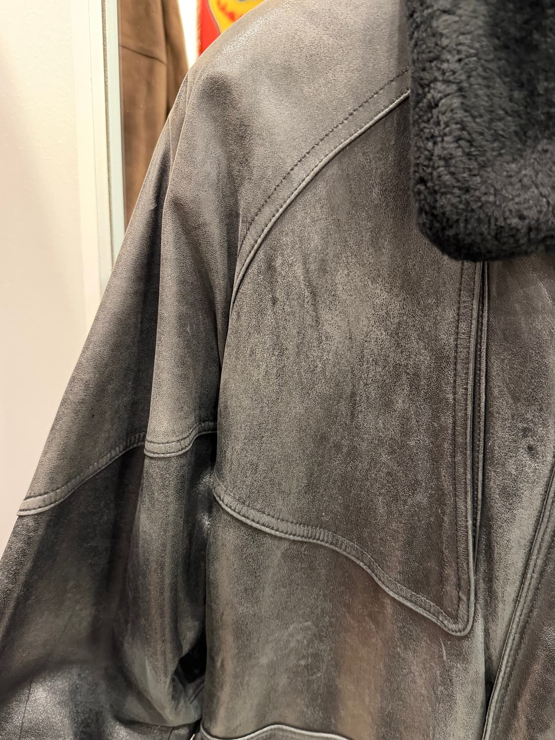 90s Vtg 빈티지 쉽스킨 무스탕 레더 자켓 상품이미지7