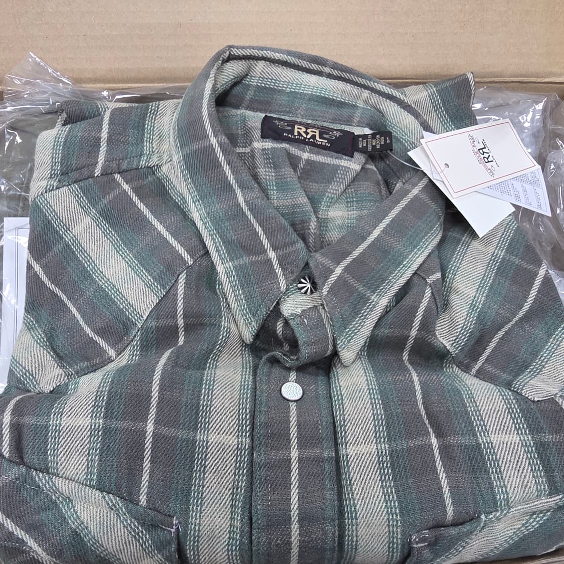 RRL 그린 웨스턴 셔츠 L 상품이미지1