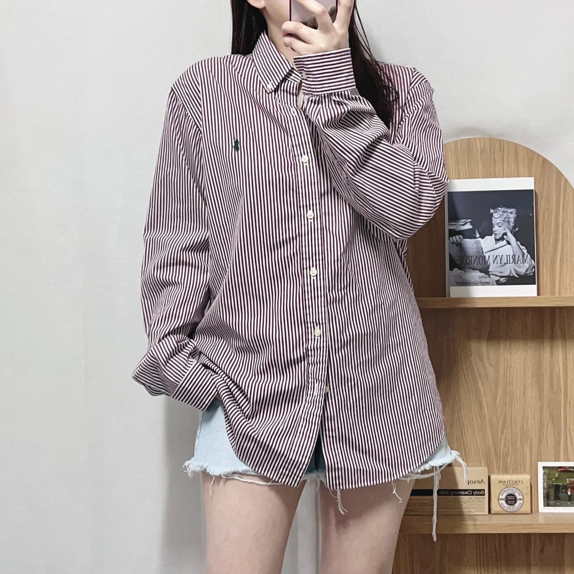 [정품] 폴로 플럼 / 그린포니 스트라이프 셔츠 [ M ] 상품이미지2