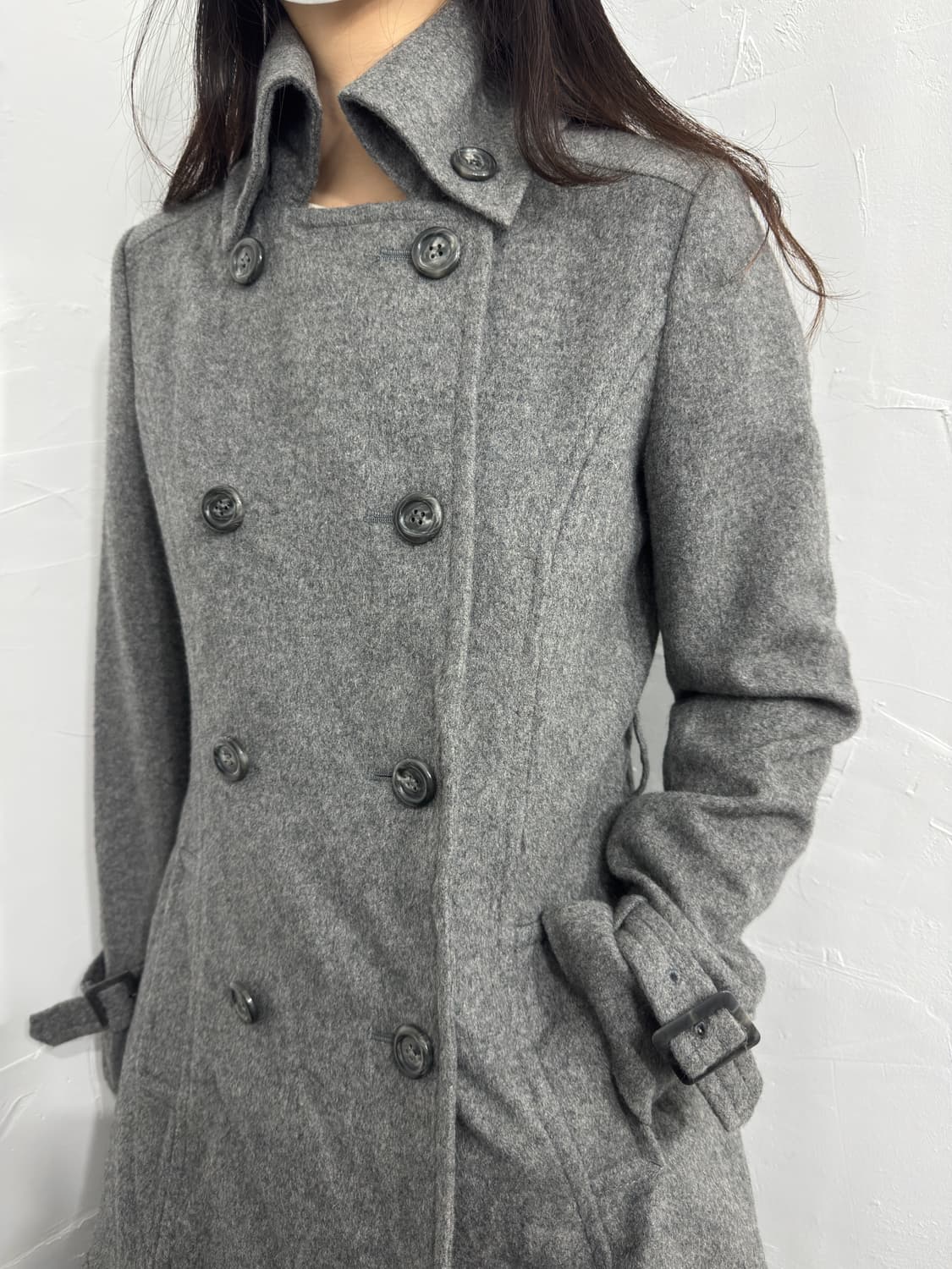gray button cashmere coat 상품이미지4