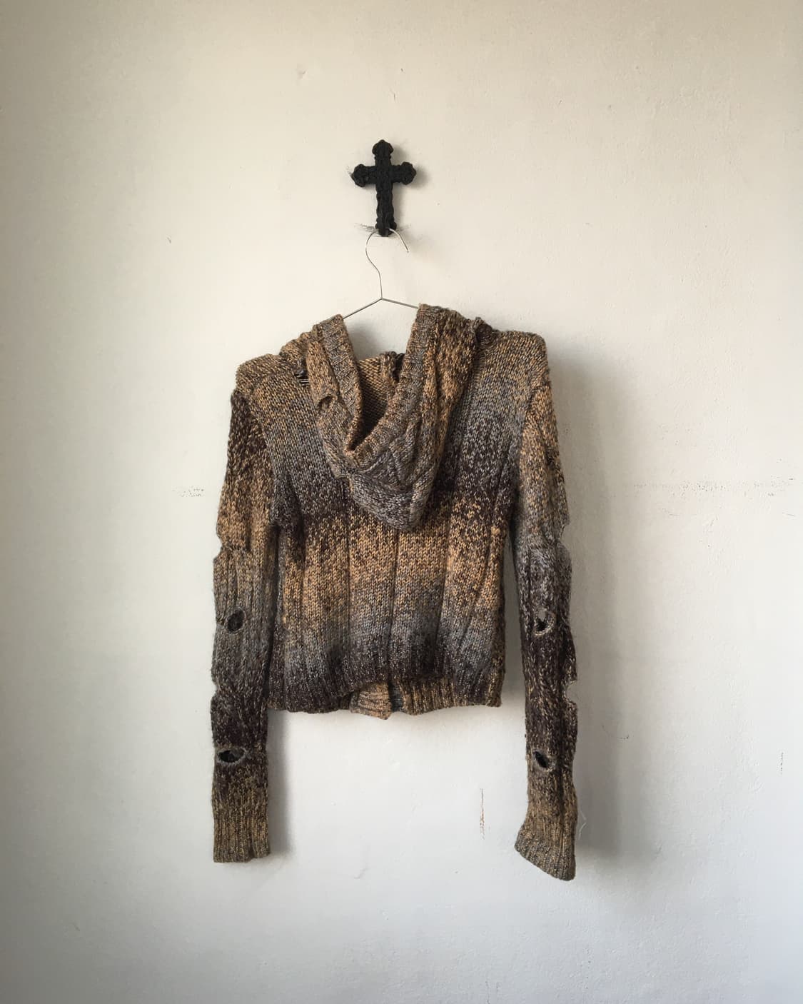 Punching knit hood cardigan 상품이미지3