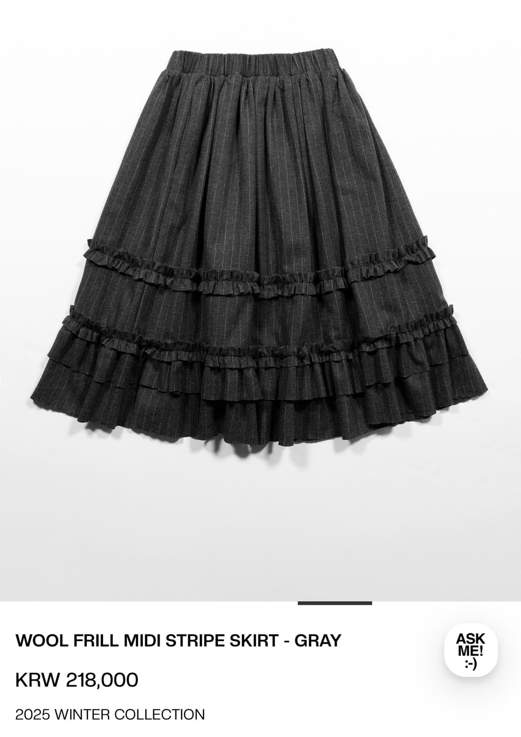 Saengin Wool Frill Midi Stripe Skirts  상품이미지1