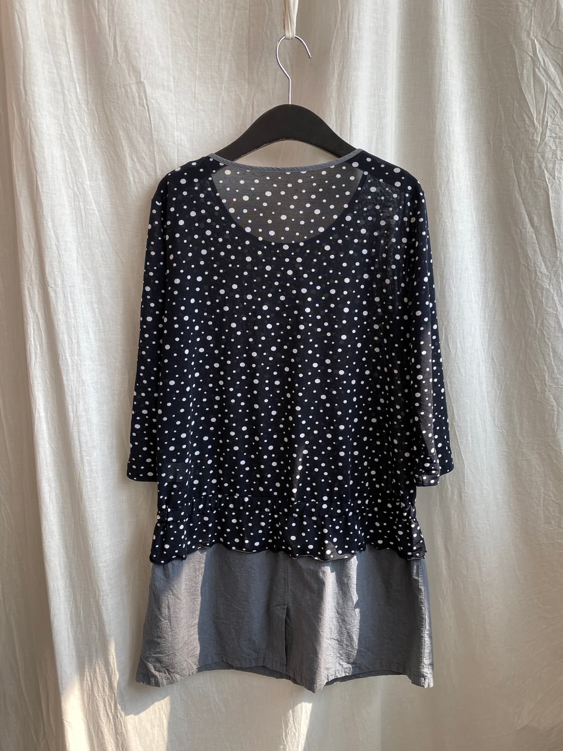 네이비 도트 시스루 원피스(M) 상품이미지3