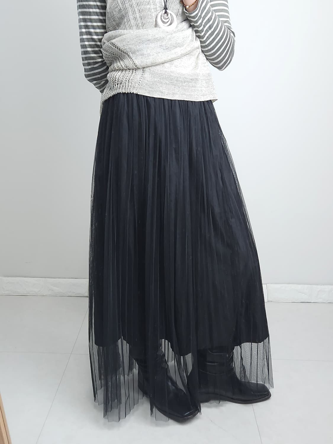 (GU)플리츠 샤 롱 스커트 상품이미지6