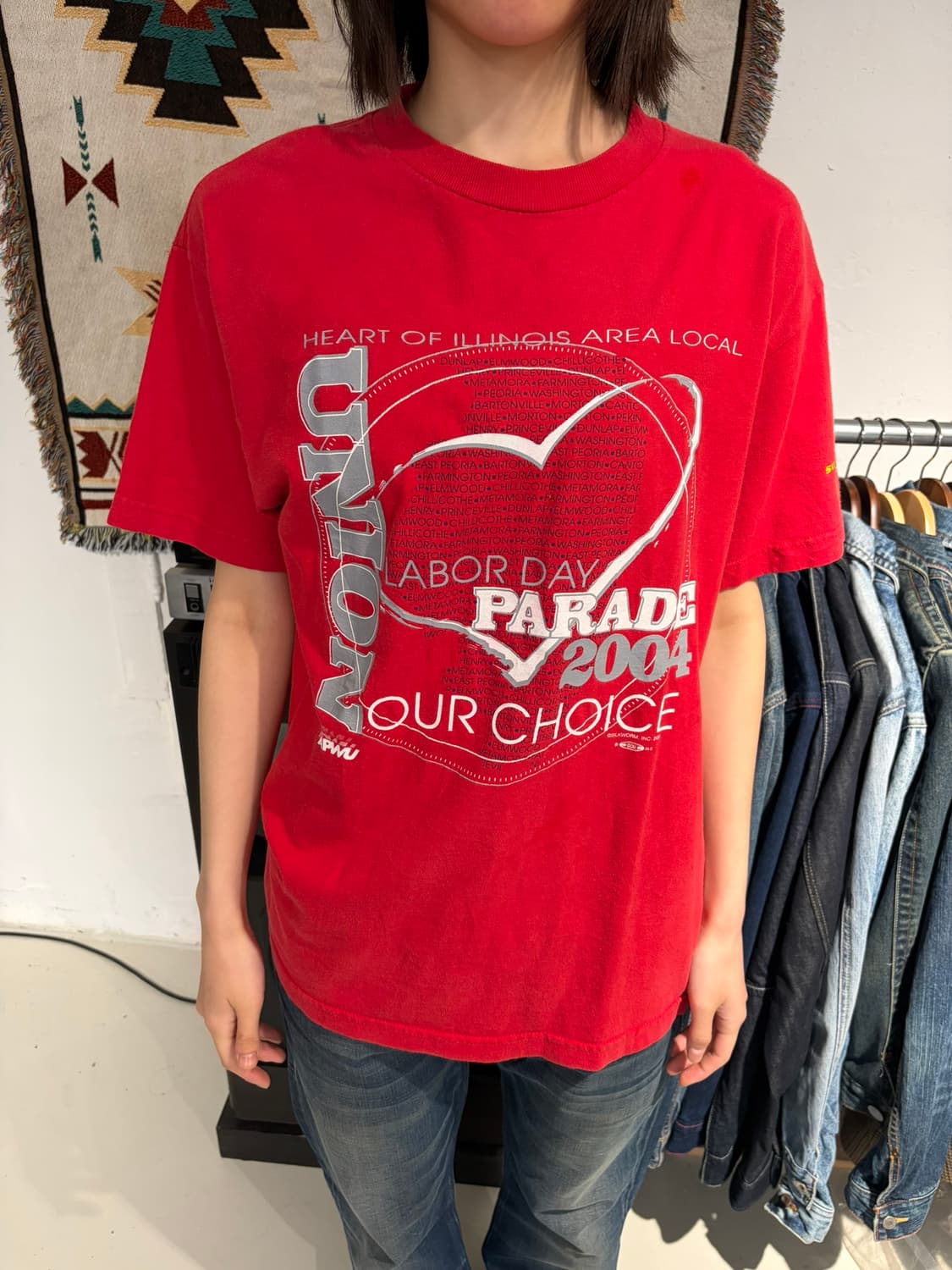 USA 2004 퍼레이드 프린팅 코튼 반팔 티셔츠 상품이미지1