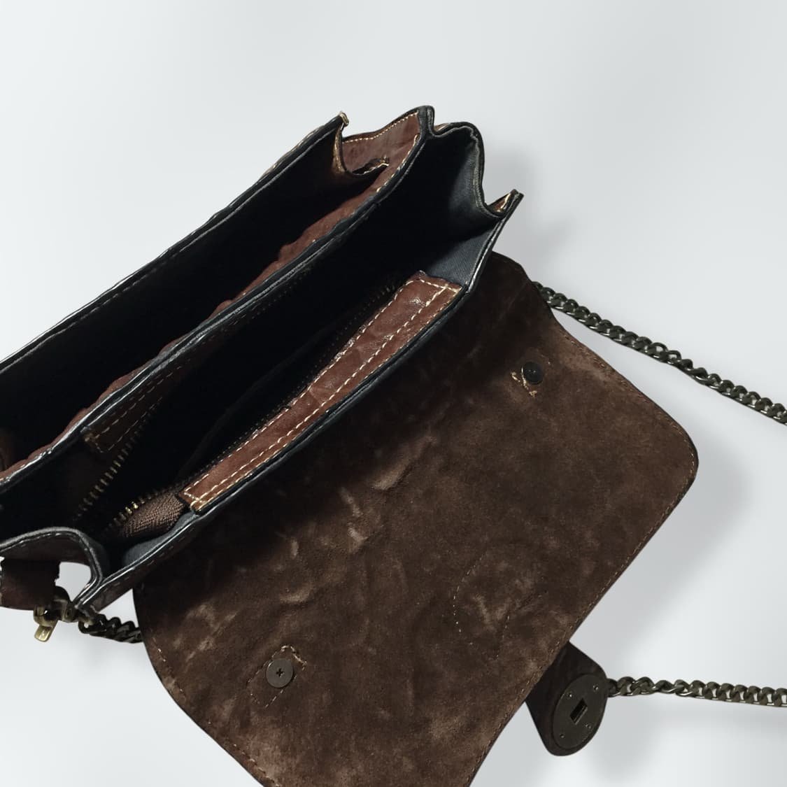 Y2K 빈티지 가죽 레더 크로스백 숄더백 브라운 상품이미지4