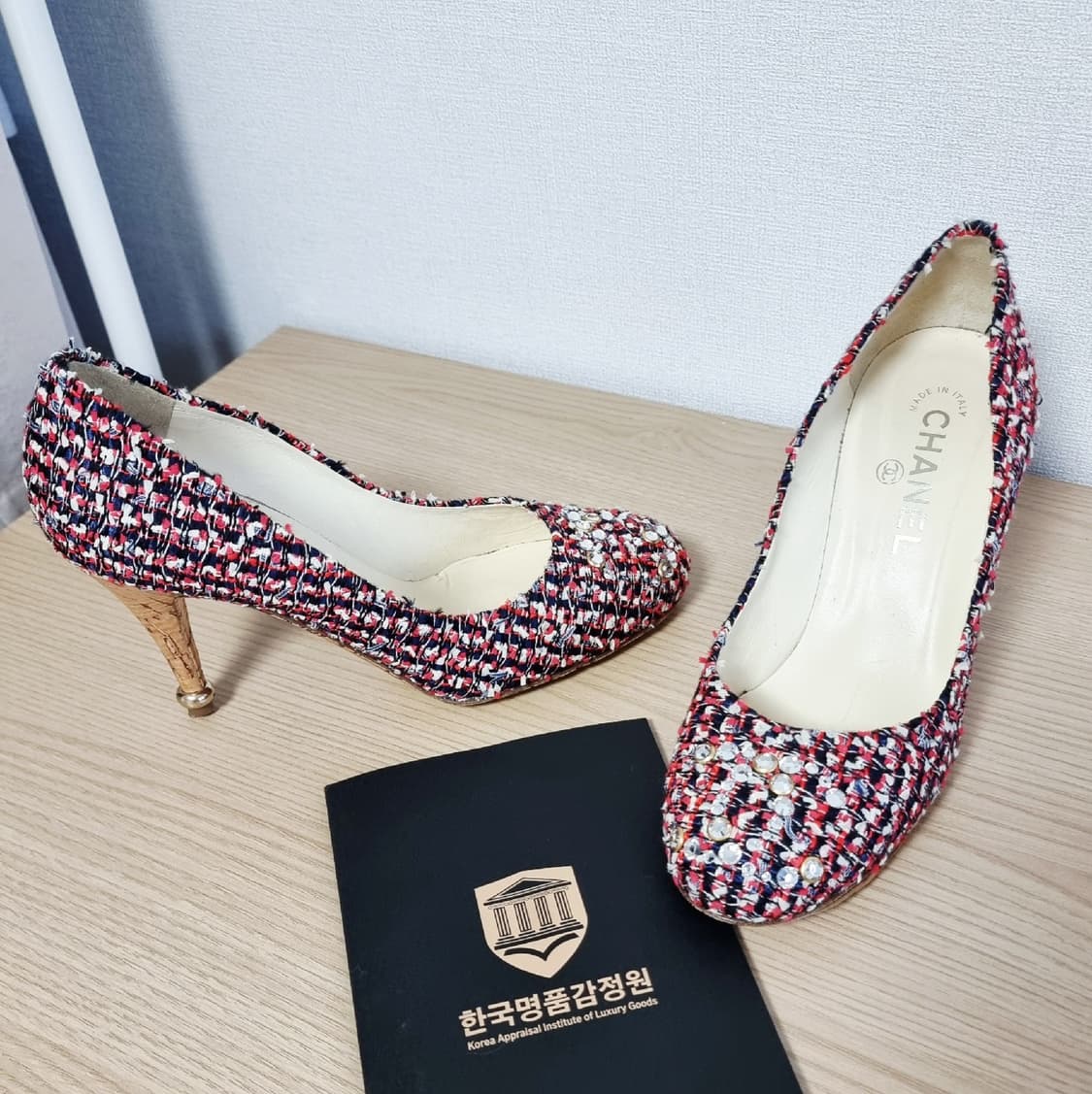 샤넬 큐빅로고 트위드 구두 펌프스 슈즈 힐 240mm/37 (굽8.5) 상품이미지10