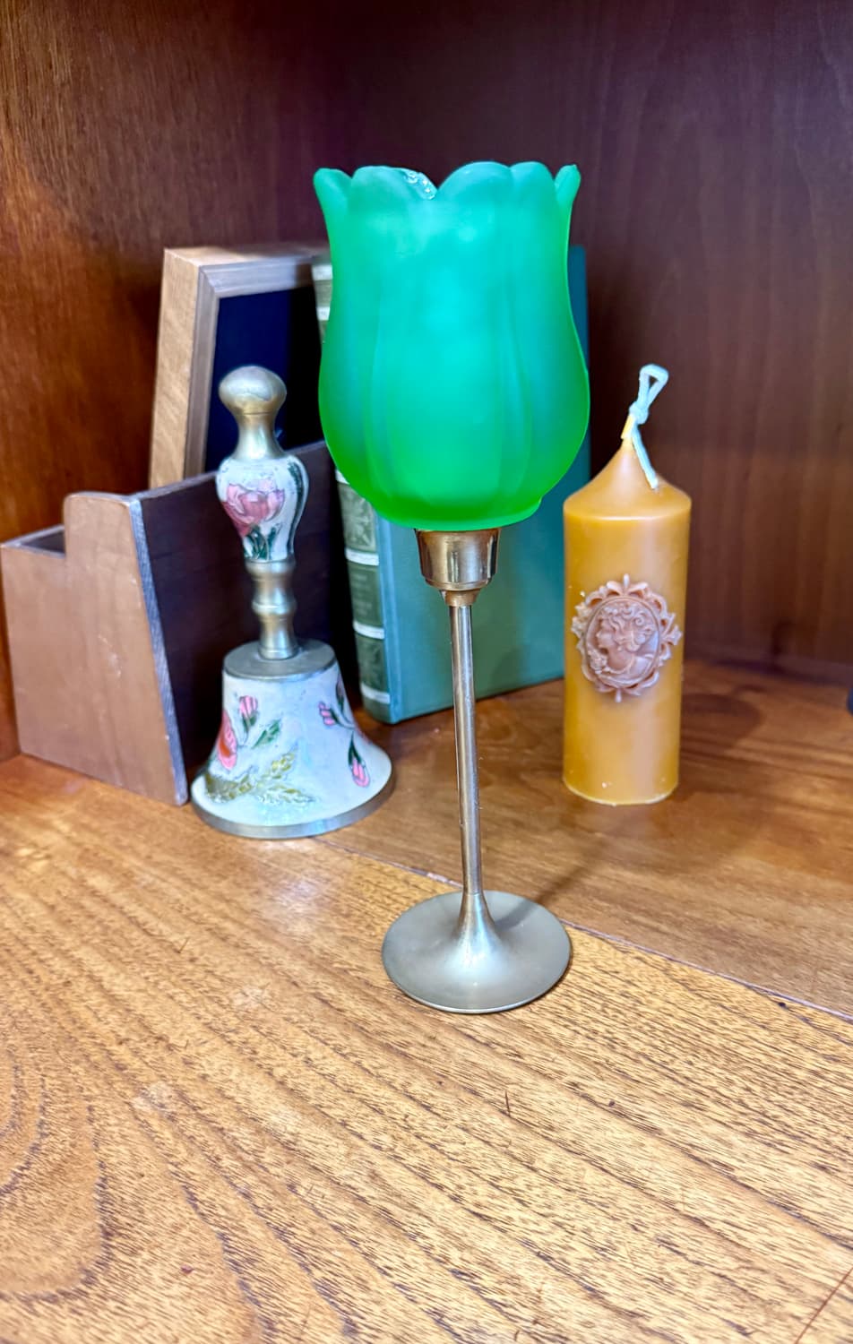 빈티지 인도 브라스 촛대 & 그린 튤립 보티브 상품이미지4