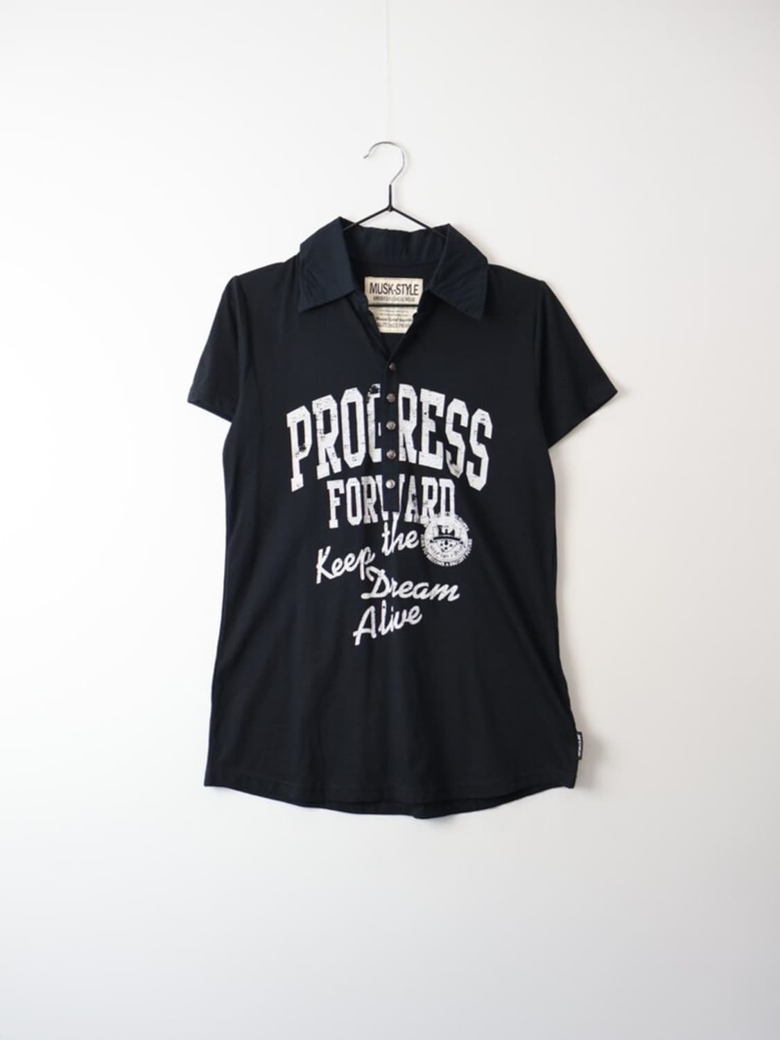 Jpn Y2k Musk-Style Graphic Collar Tee 상품이미지4