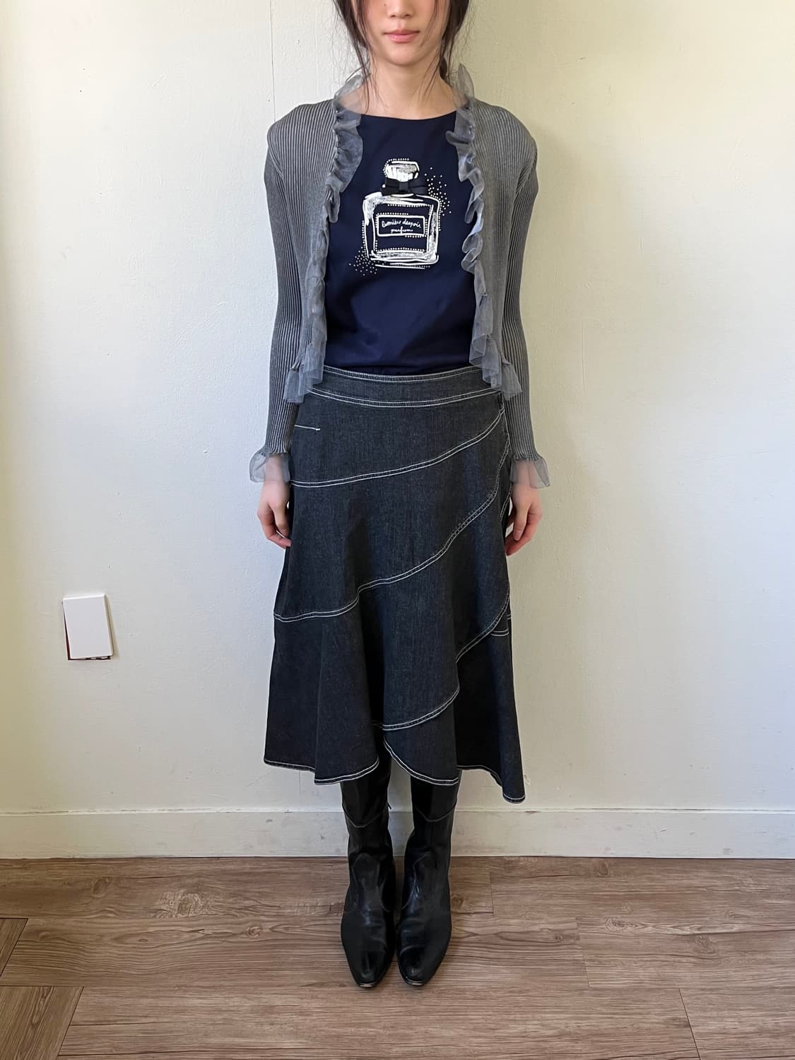 TWO:C 스티치 데님 스커트 상품이미지8