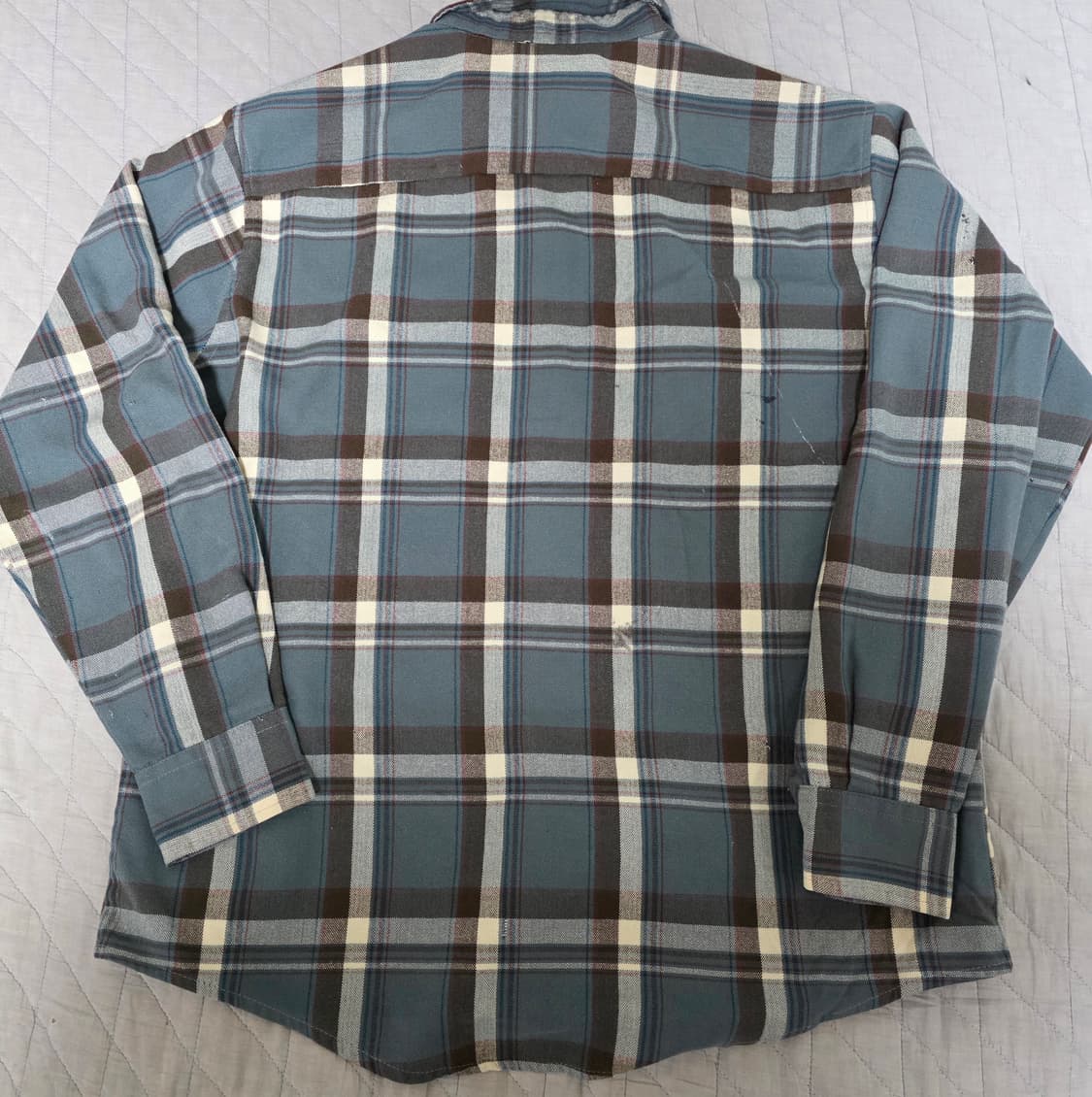 [L] 90s 러기드웨어 플란넬 체크 셔츠 페인팅, 페이드 상품이미지4