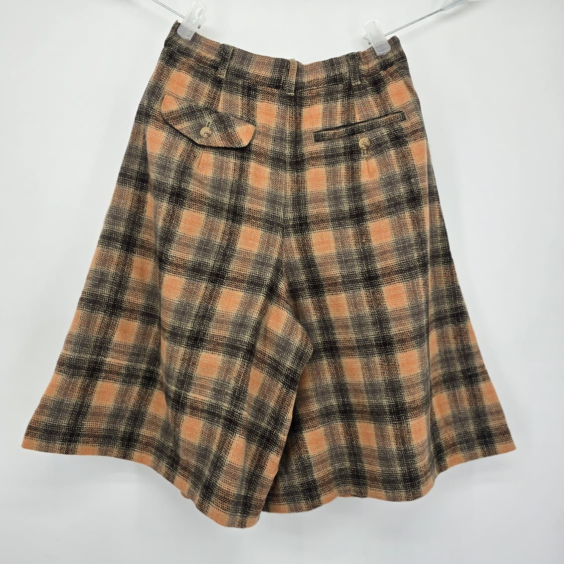 일본 빈티지 큐롯 팬츠 체크 패턴 울 반바지 상품이미지10