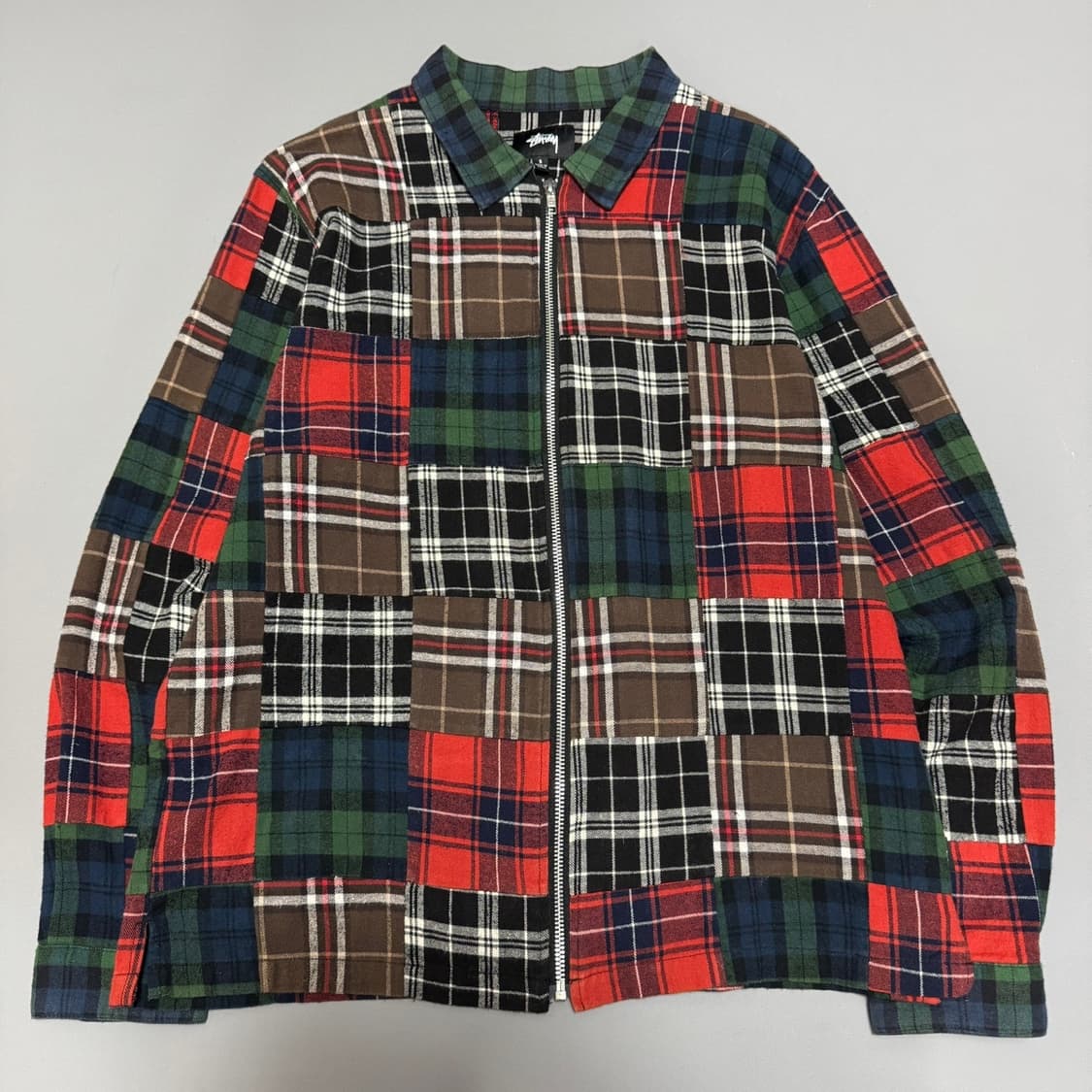 스투시(STUSSY) 플란넬 코튼 패치워크 집업 블루종 자켓 상품이미지9