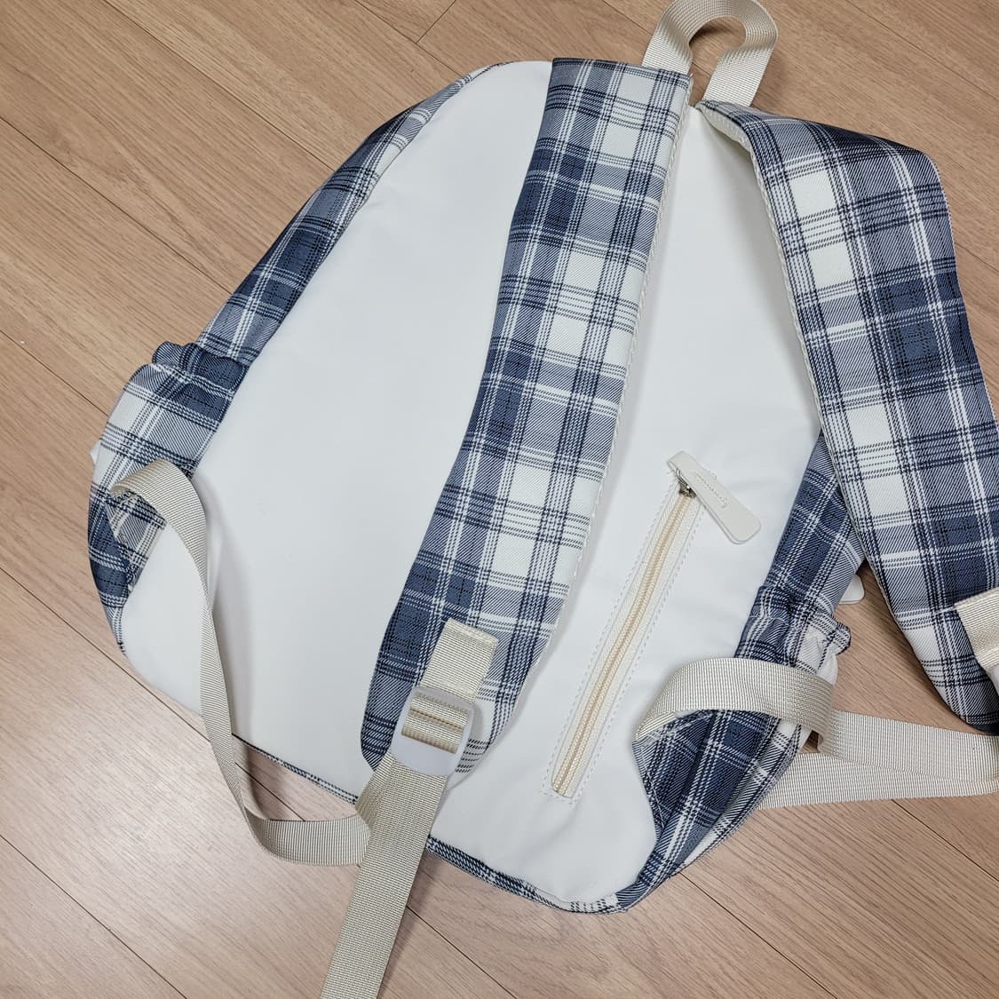 새상품) 빈티지틱 체크 네이비 백팩 상품이미지2